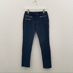 Marc by Marc Jacobs Women's Skinny Zipper Ponte Moto Pants Ankle Black Stretch 2